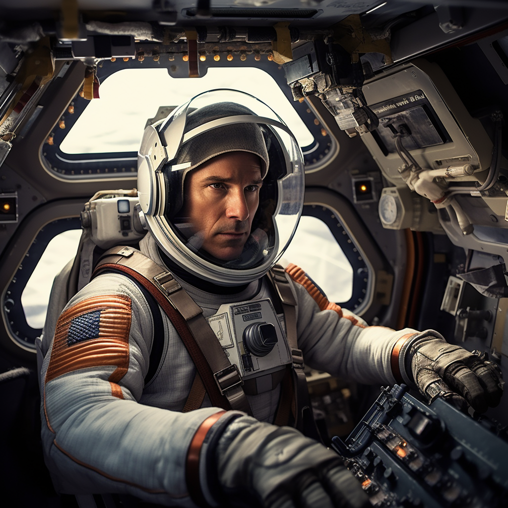 Cooper exploring space in Interstellar Movie