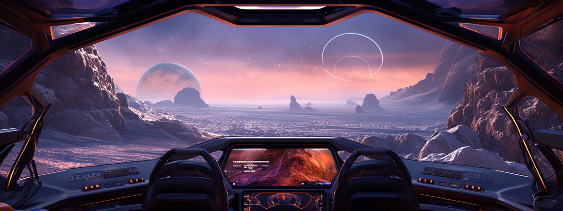 View from Interstellar Cockpit on Rocky Planet