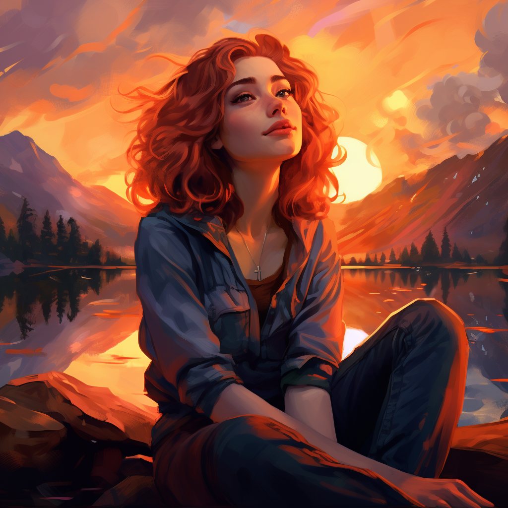 INTP girl enjoying a sunset on a mountain