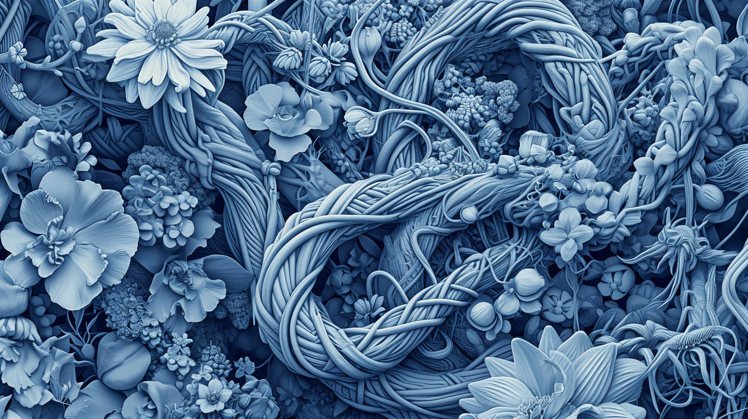 Detailed intricate blue pencil drawing wedding card