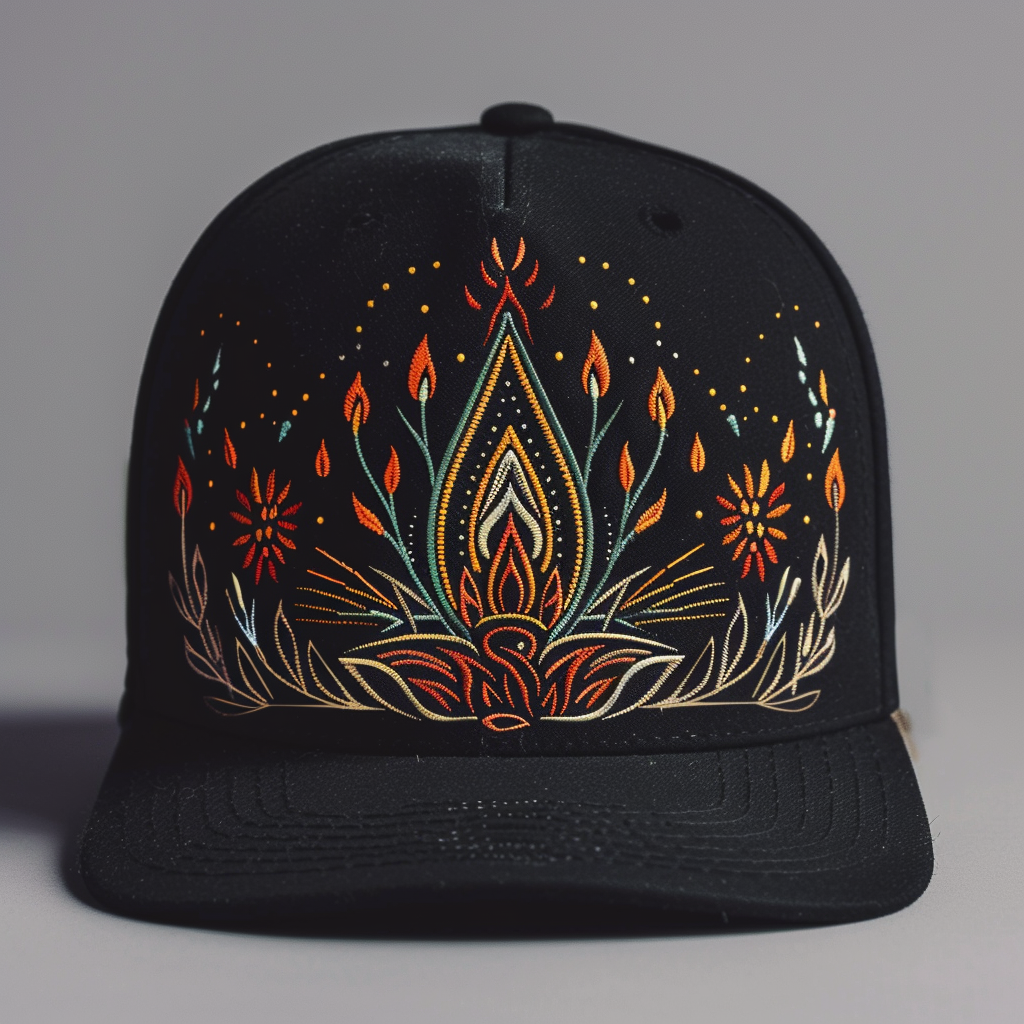 intricate embroidery cap design