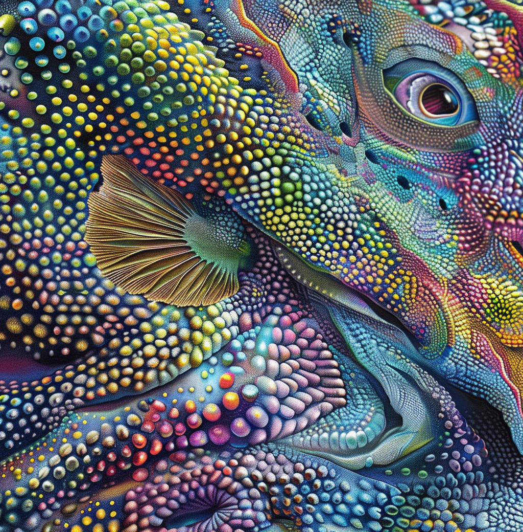 Detailed colorful fish skin pattern