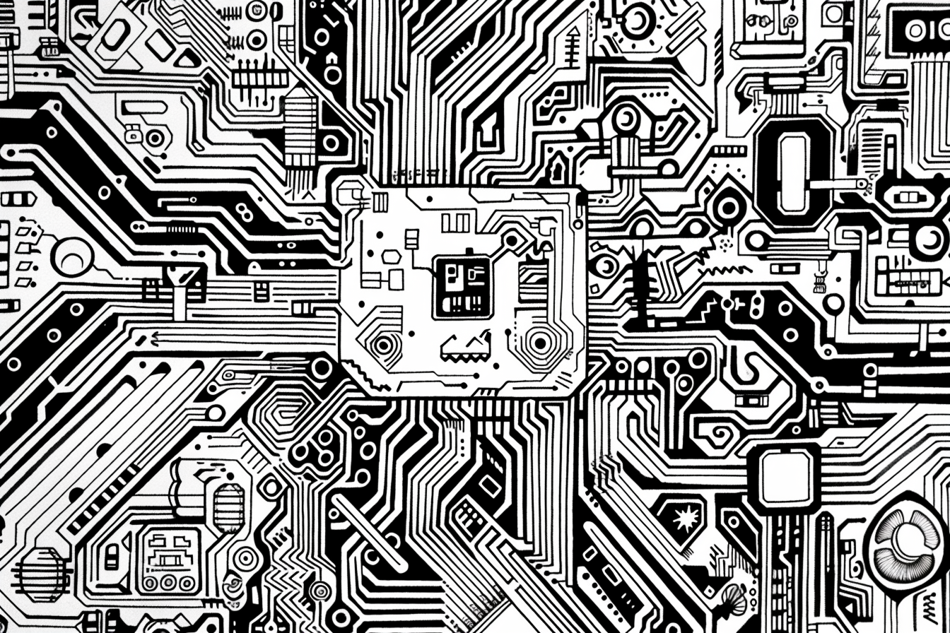 Intricate Psychedelic Circuit Processor Lines