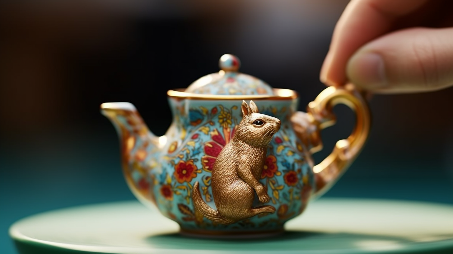 Beautiful squirrel design on fine china tea pot