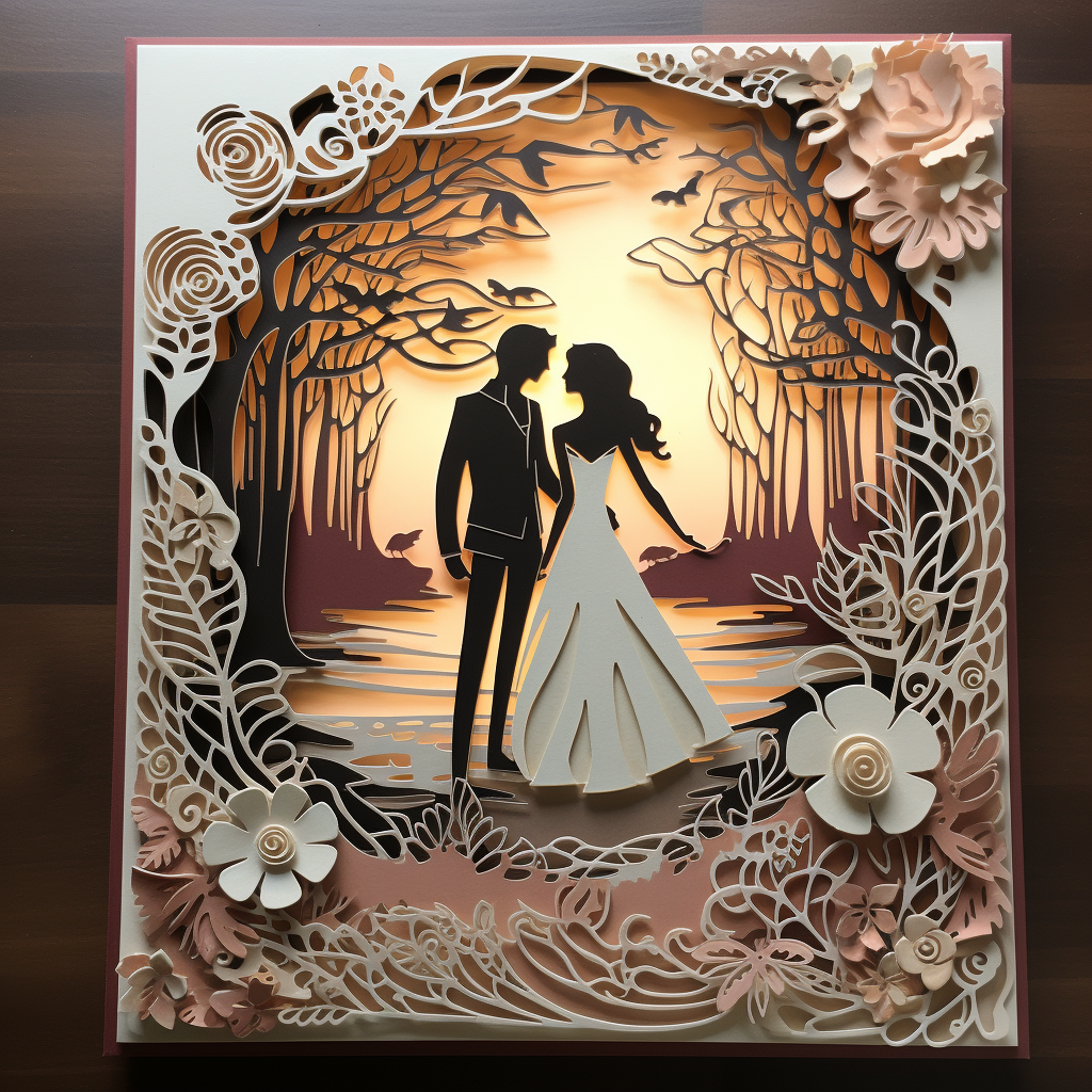 Intricate boho wedding invitation papercraft design