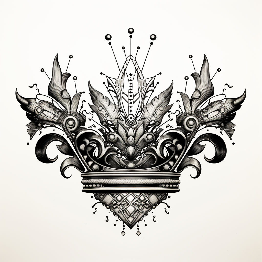 Intricate Crown Logo on Black and White Background