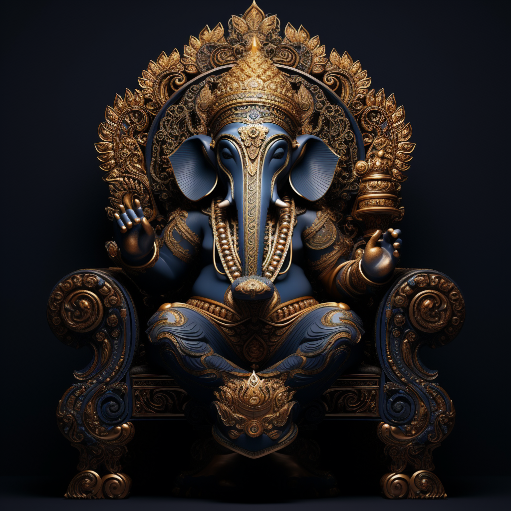 Detailed Lord Ganesha on Armchair Sofa