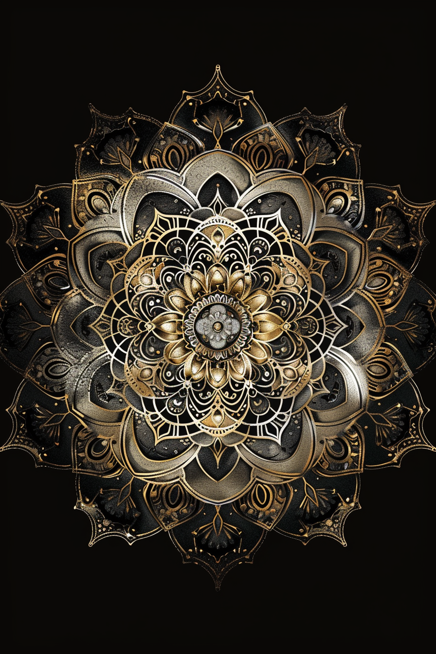 Intricate Gold Silver Mandala Design