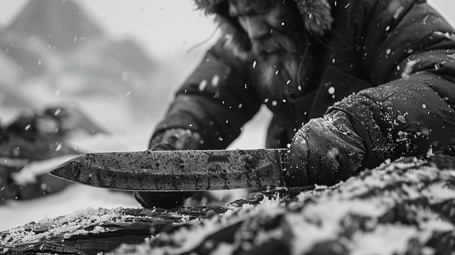 Inuit Mand Sharpening Knife in Noir Style