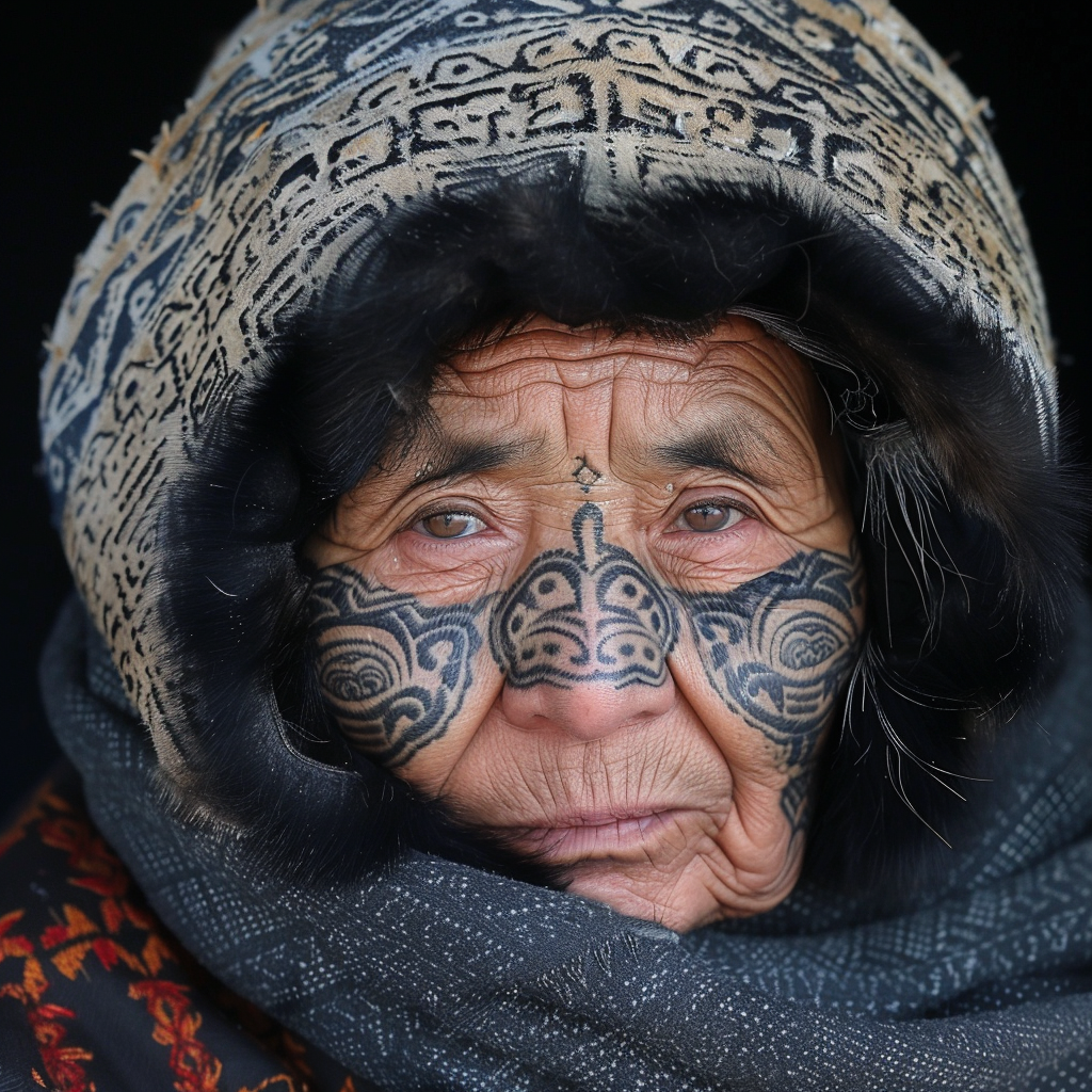 Inuit woman with facial tattoos