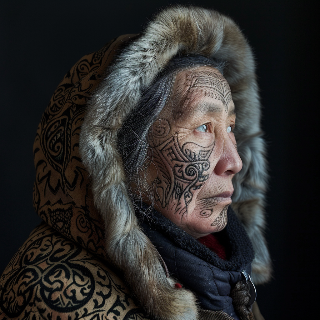 Inuit woman with facial tattoos