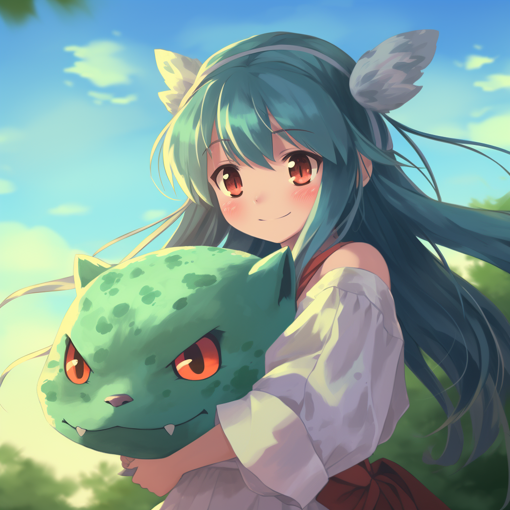 Inuyasha Hugging Bulbasaur Artwork