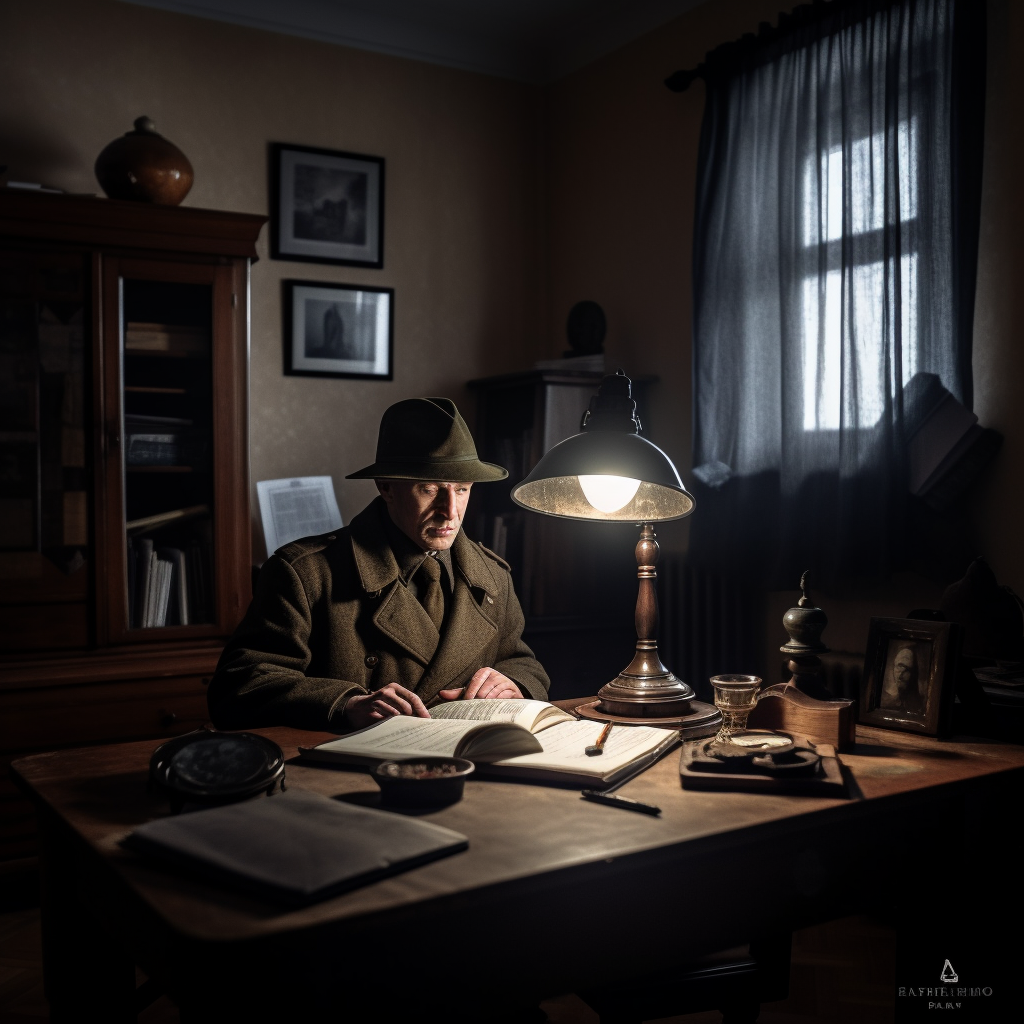 Investigator in a Latvian Security Forces Room