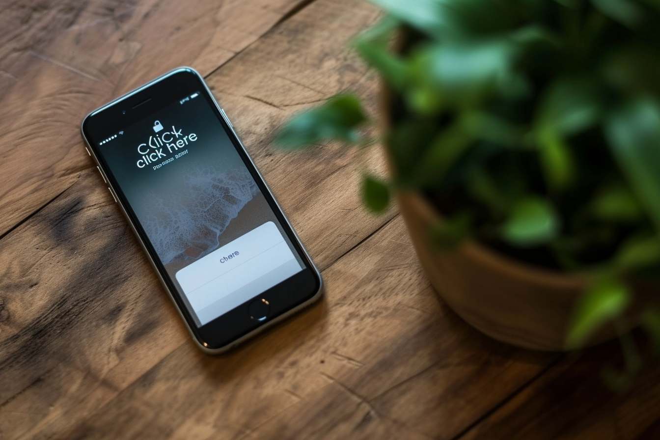 iPhone on wooden table with push notification