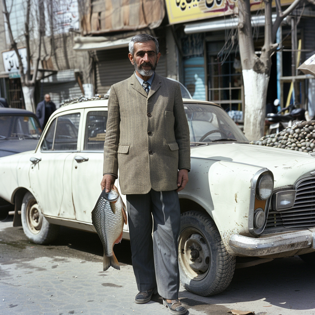 Man with Fishes at Nowruz Bazaar