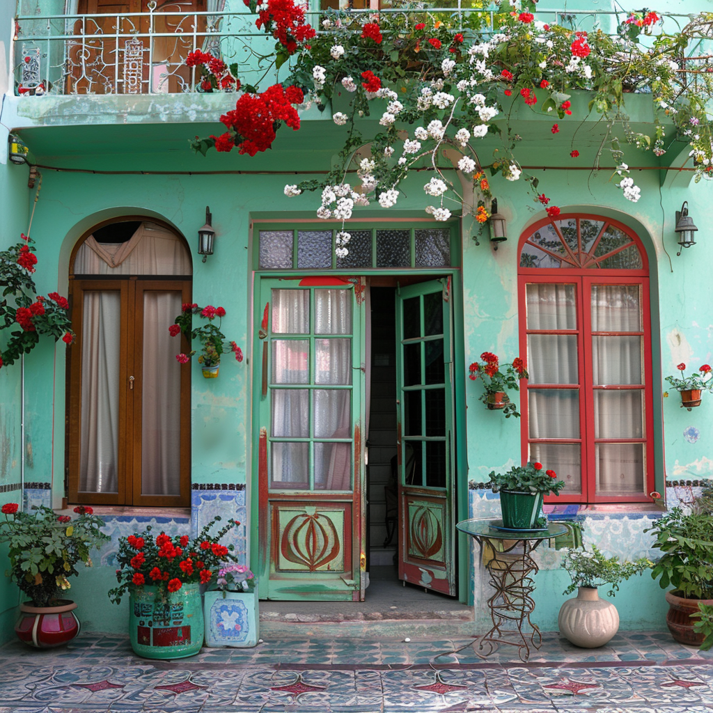 Persian Green Home Exterior Flowers