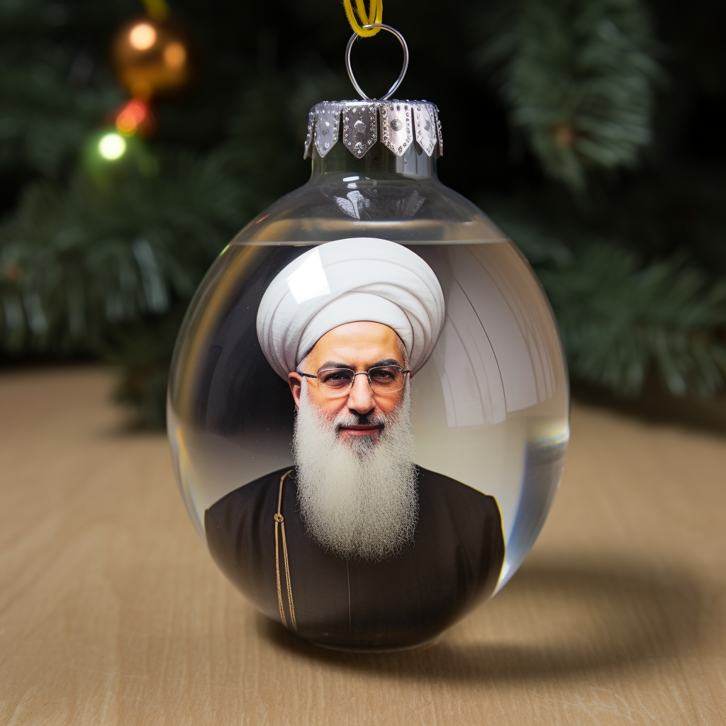 Iranian Supreme Leader Glass Christmas Tree Ornament