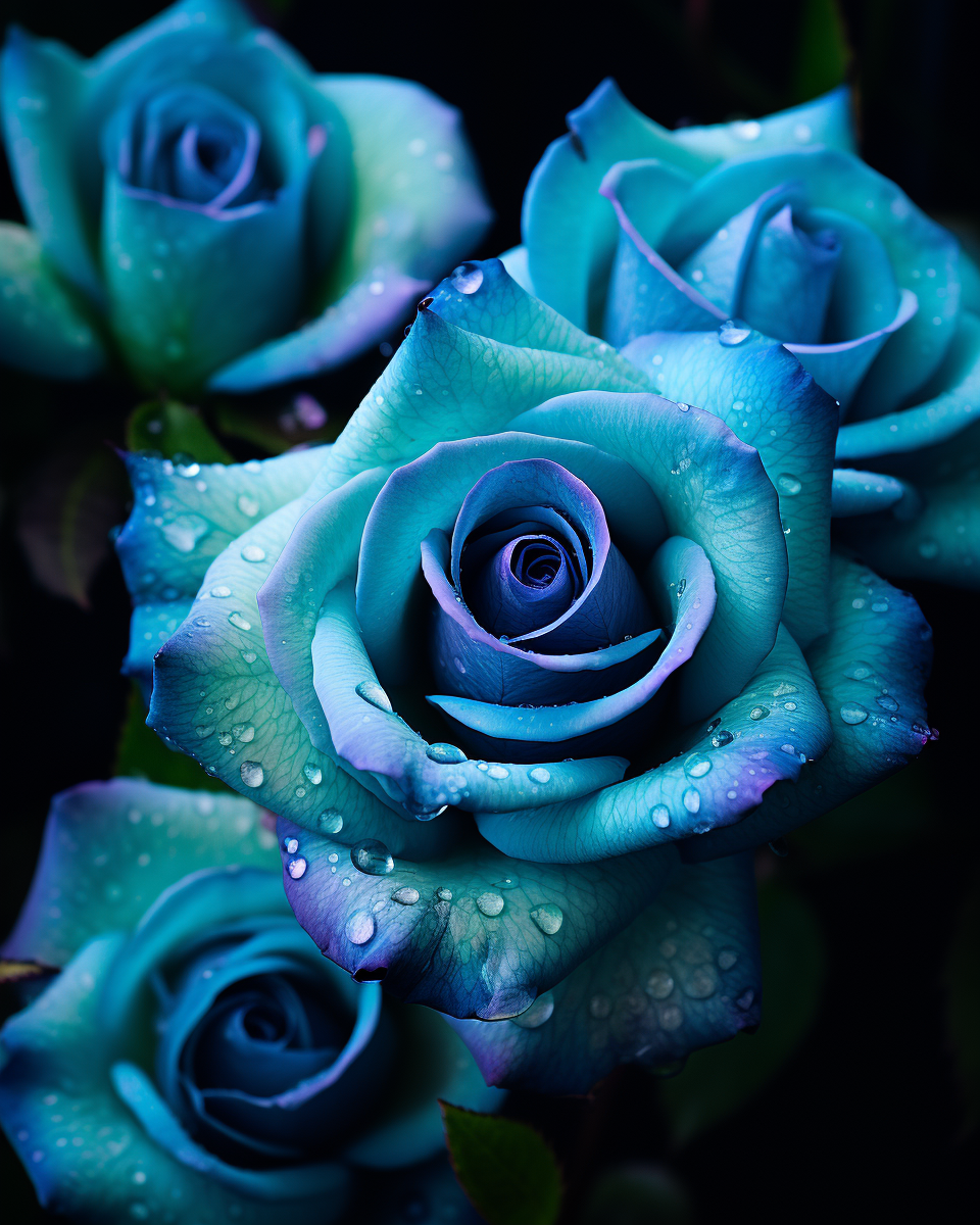 Iridescent blue turquoise roses image