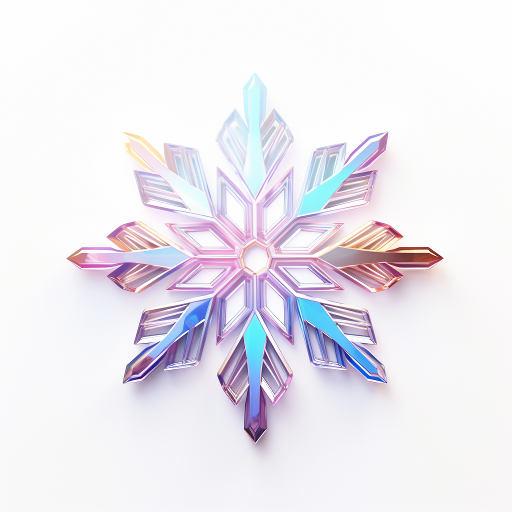 Iridescent snowflake on white background