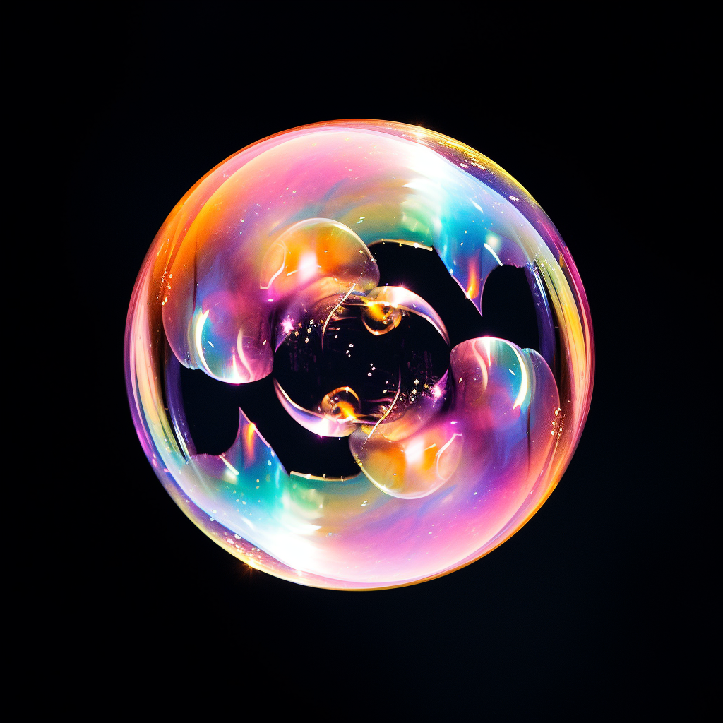 Iridescent Soap Bubble on Black Background