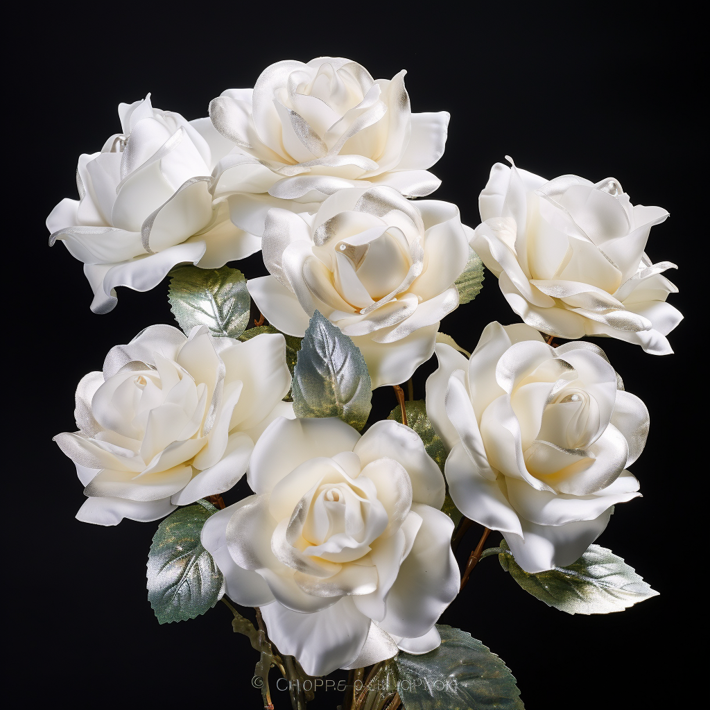 Realistic white rose bush