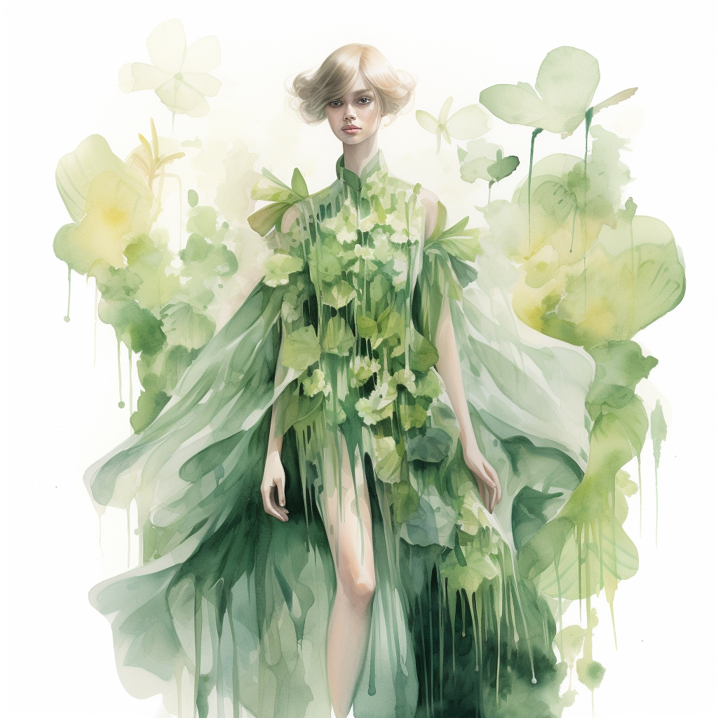 Watercolor fashion illustration by Iris Van Herpen