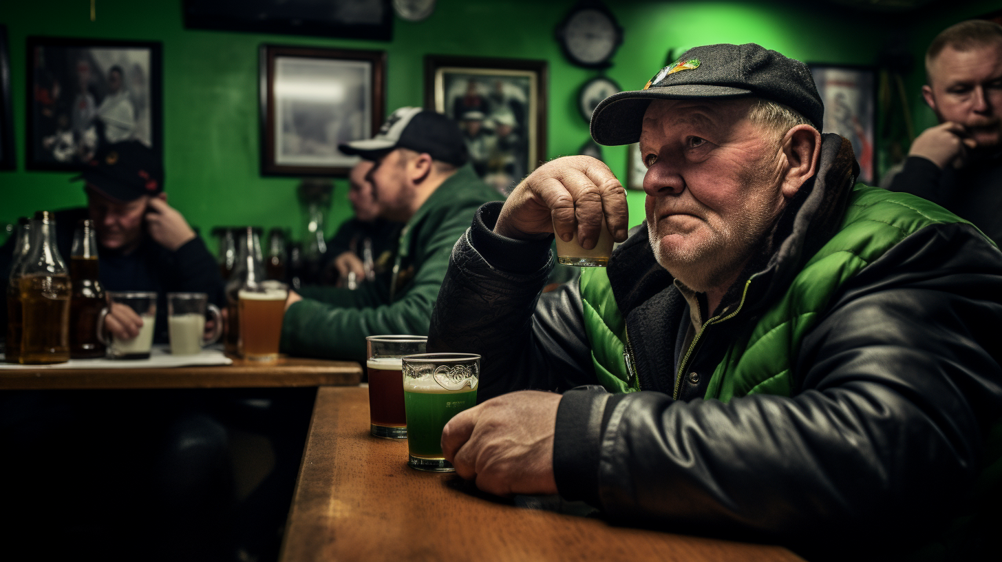 Irish fisherman playing darts in Limerick pub