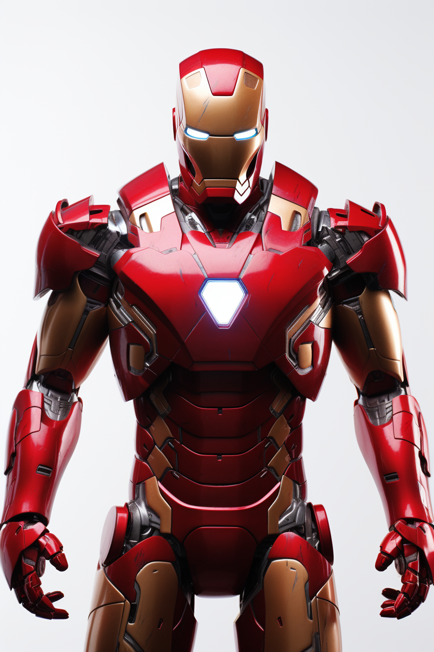 Hyperreal Iron Man on white background