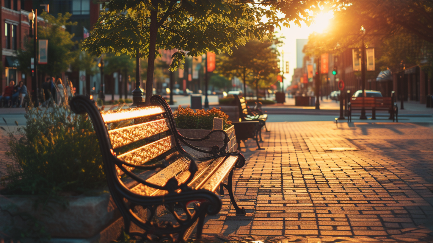 Iron Park Bench Downtown Piazza