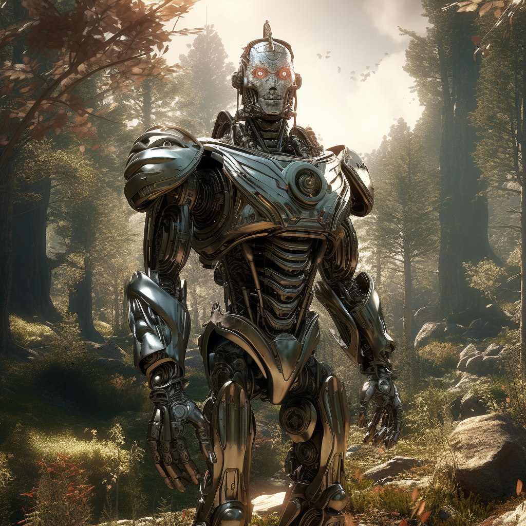 Iron Tin Man in magical forest