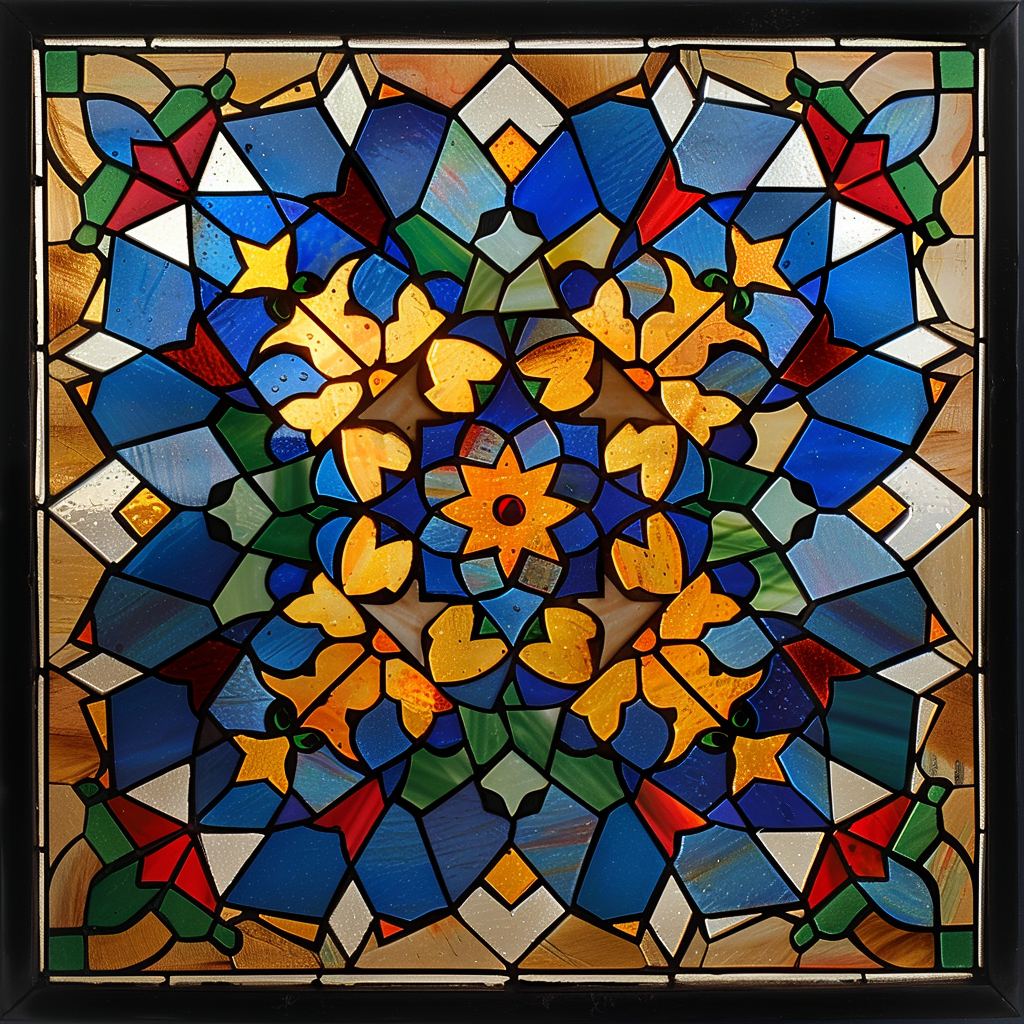 Intricate Islamic Stained Glass Design