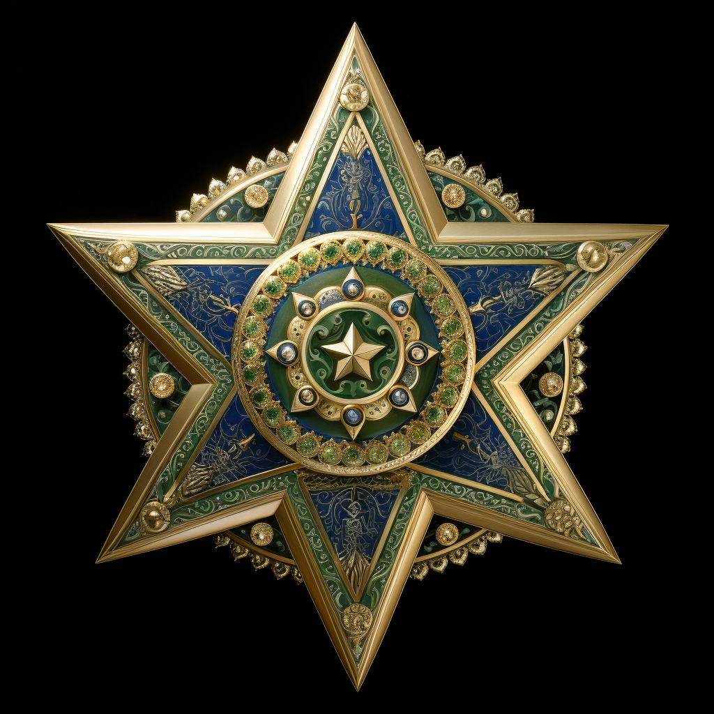 Islamic Star and Crescent with Star of David