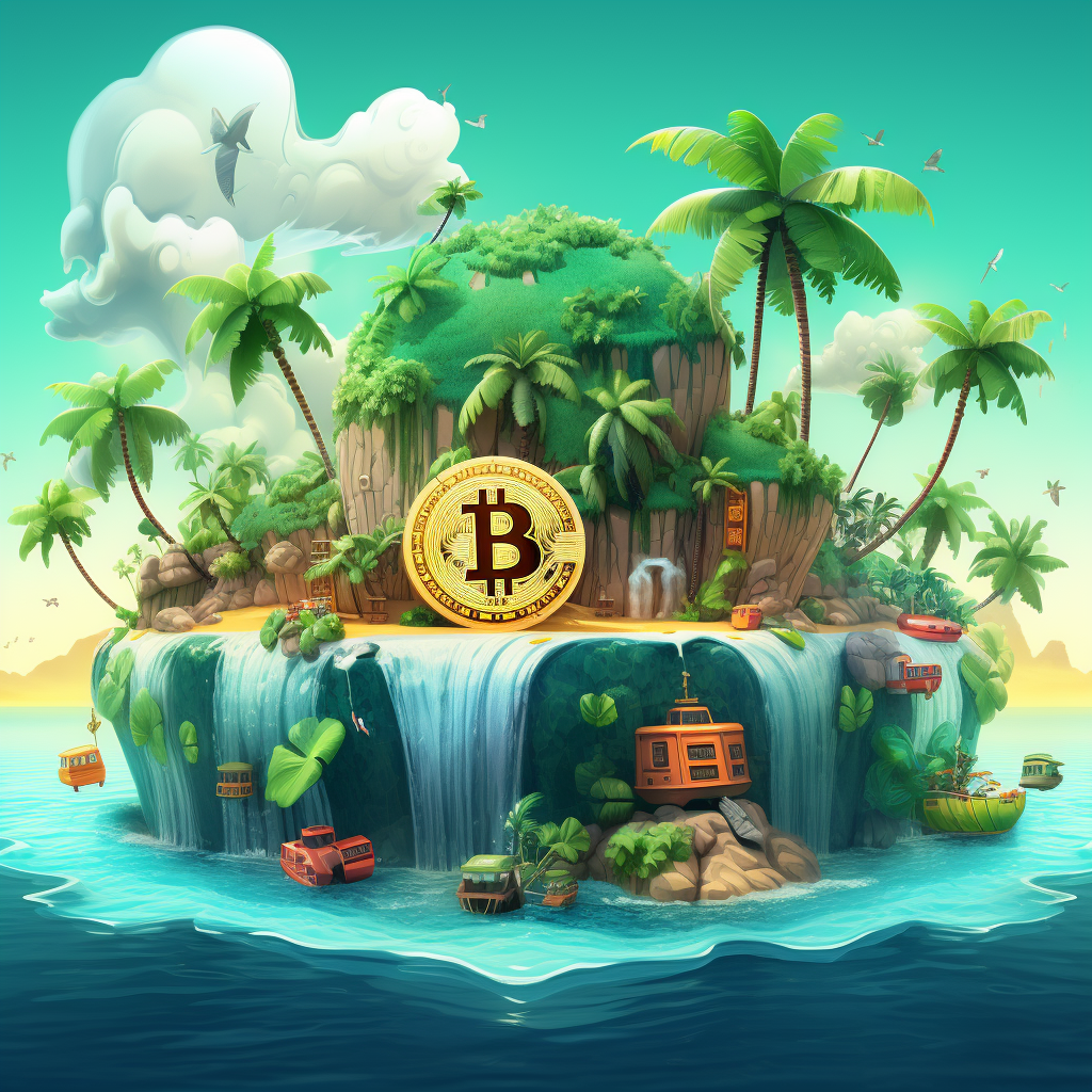 Island bitcoin theme illustration