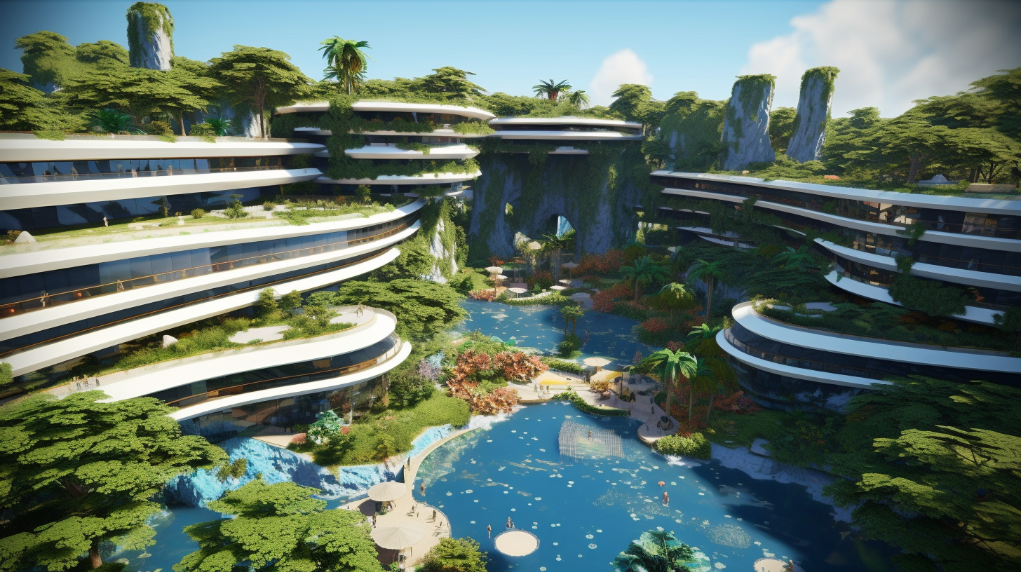 Tropical Jungle in Futuristic Classroom