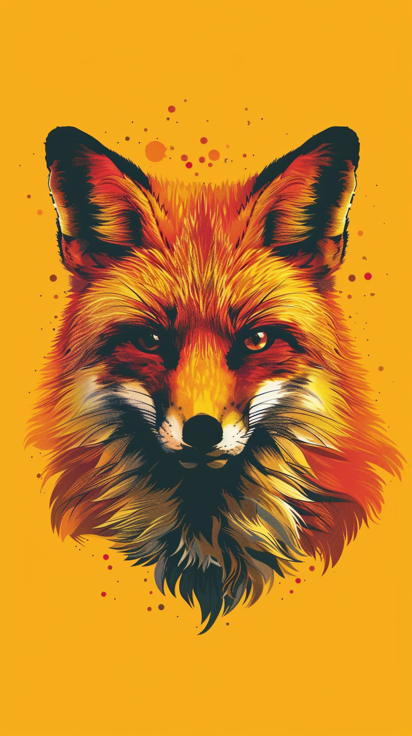 Fox on Vibrant Yellow Background