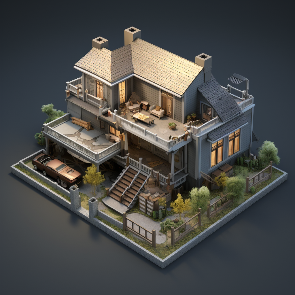 Isometric house rendering in 3D