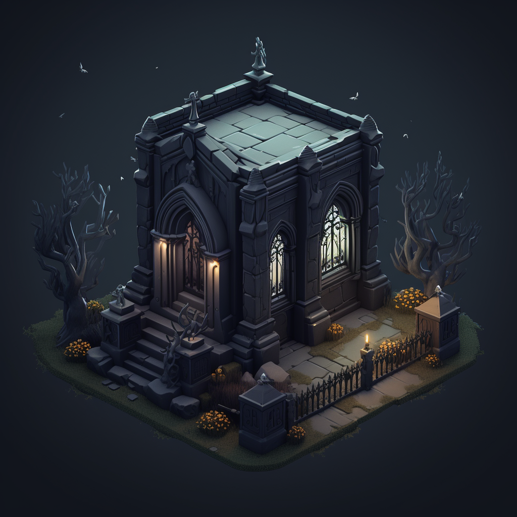 Isometric Mausoleum Dark Picture