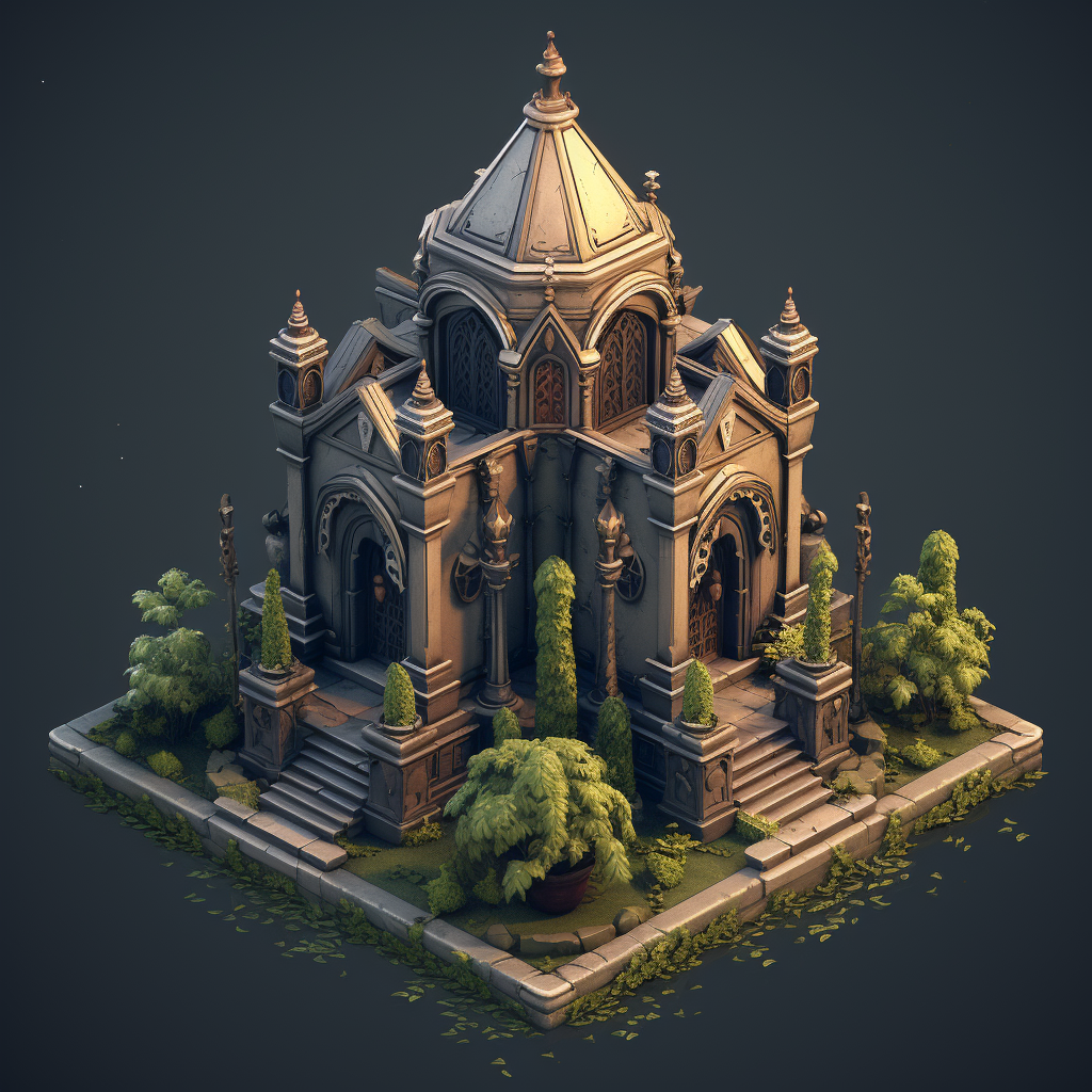 Isometric Mausoleum Faith Illustration