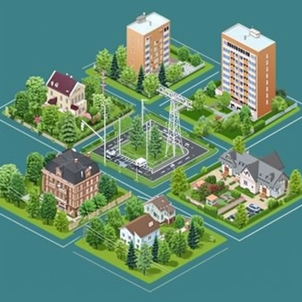 Isometric urban design infographic