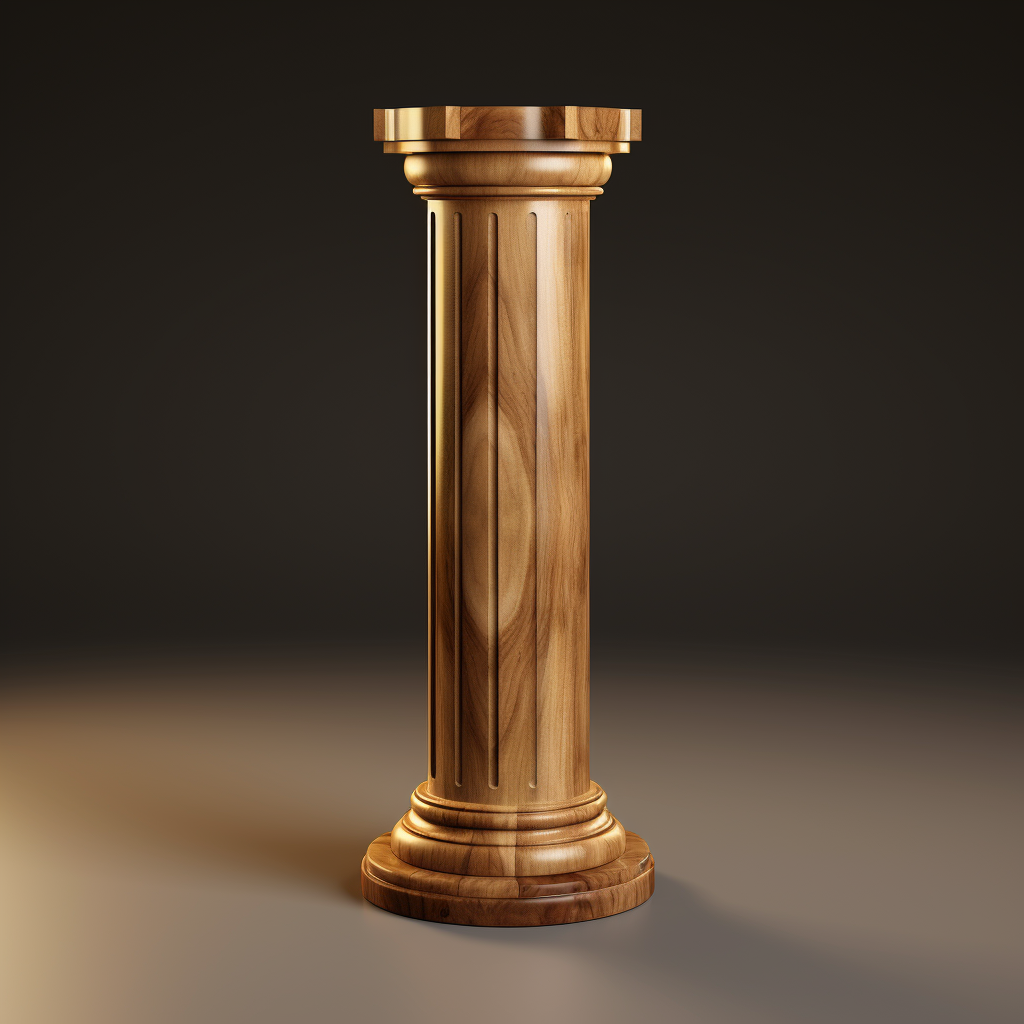 Realistic wooden column render in plywood