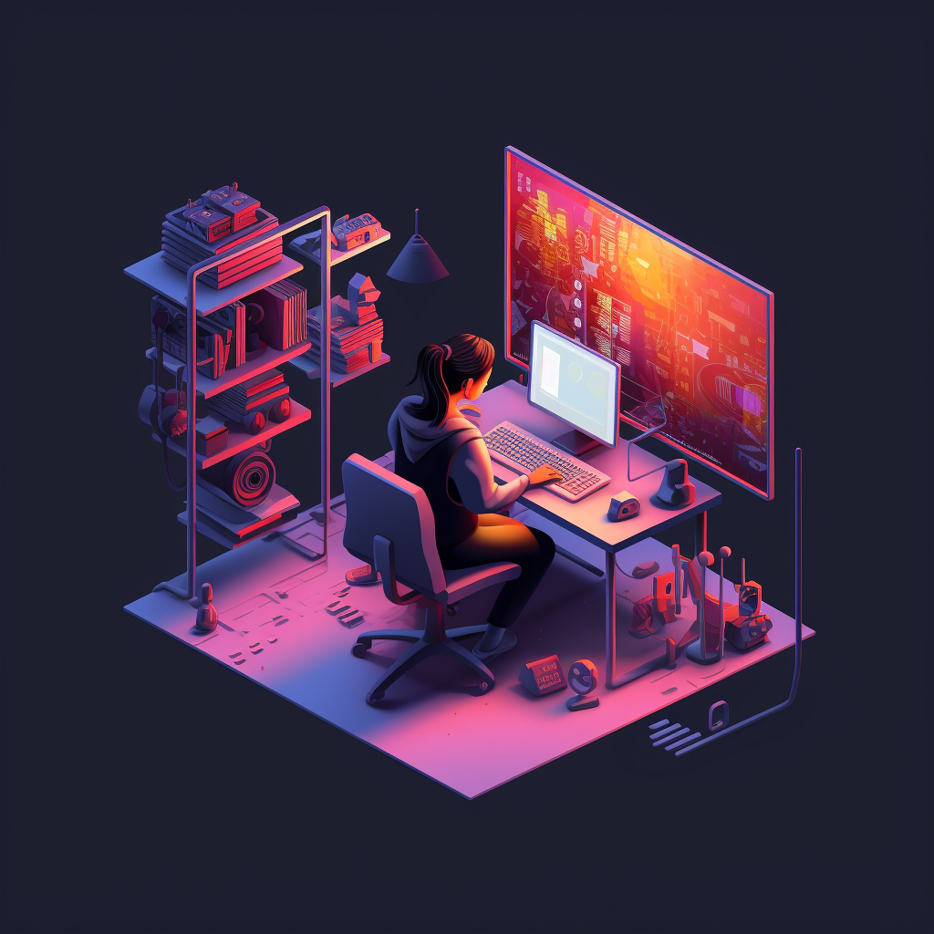 Modern lady working on a computer with simplicity