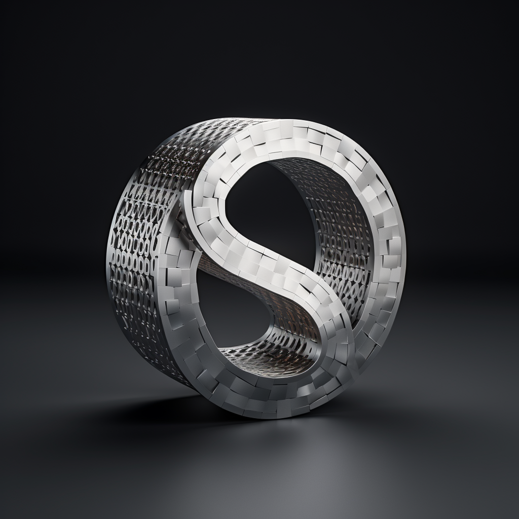 3D isometric metal letter 'S' on Mobius strip