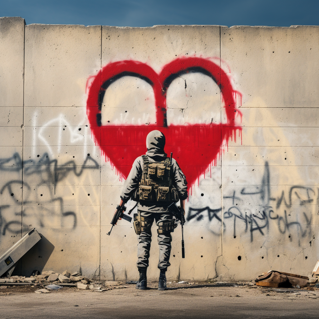 Street art wall reflecting Israel war