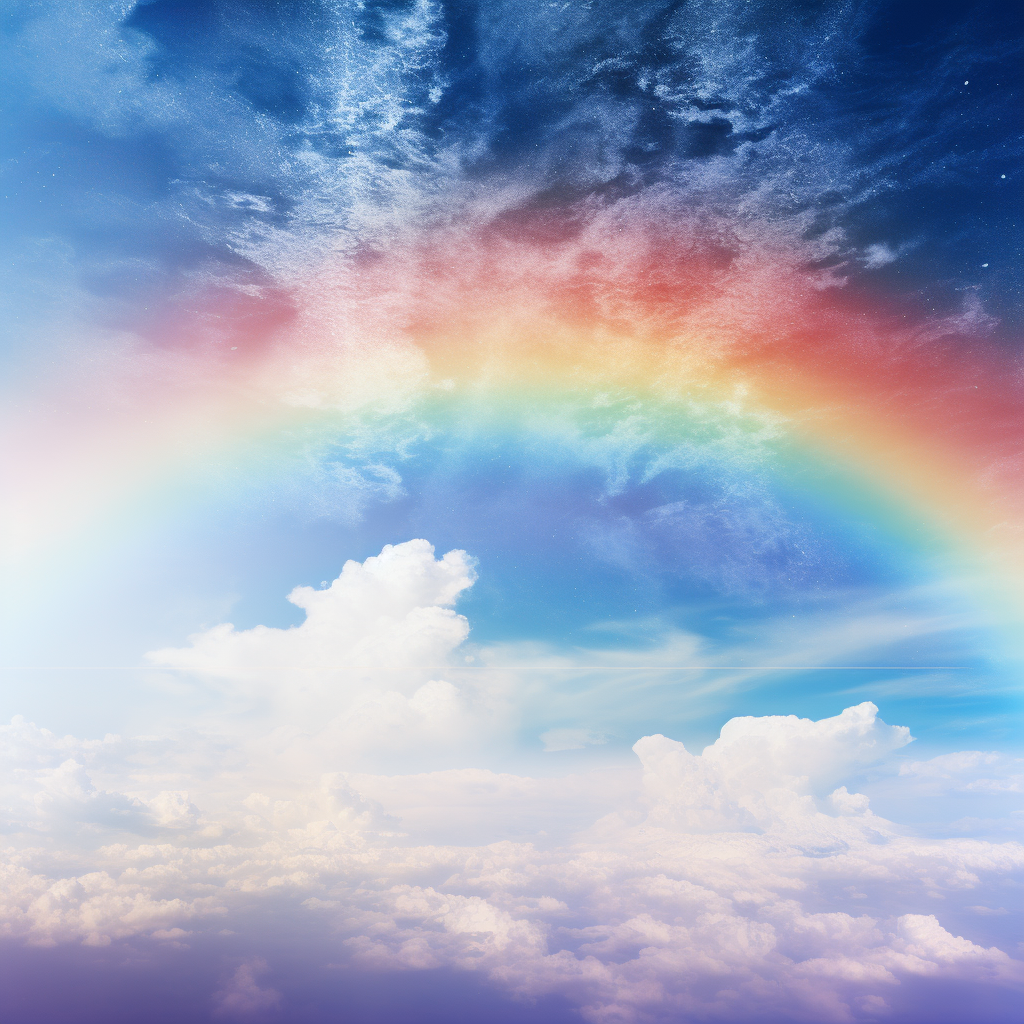 Israel flag with rainbow in sky