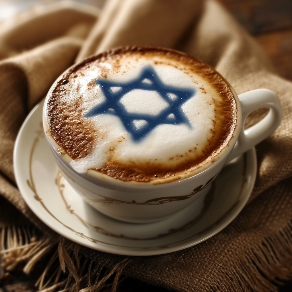 Israeli flag with coffee and Star of David