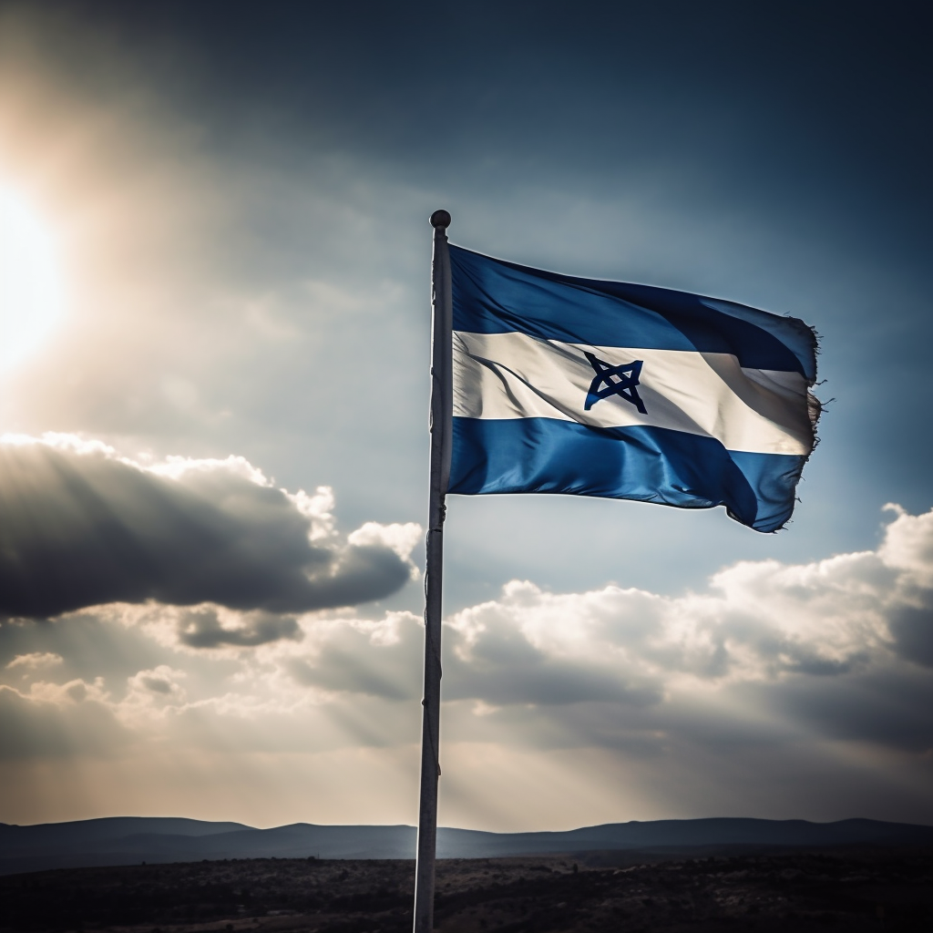 Victorious Israeli flag waving proudly