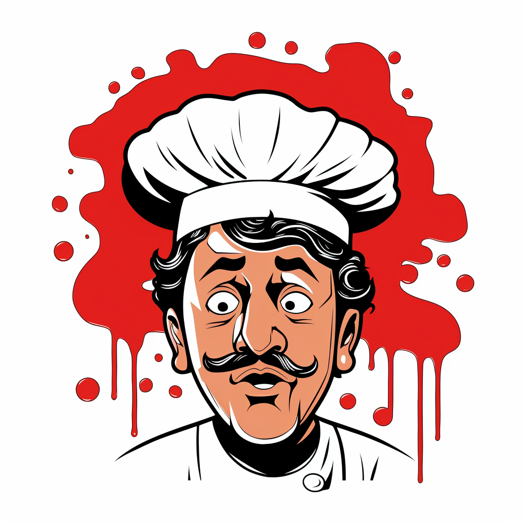 Italian Chef with Pizza Face Cartoon