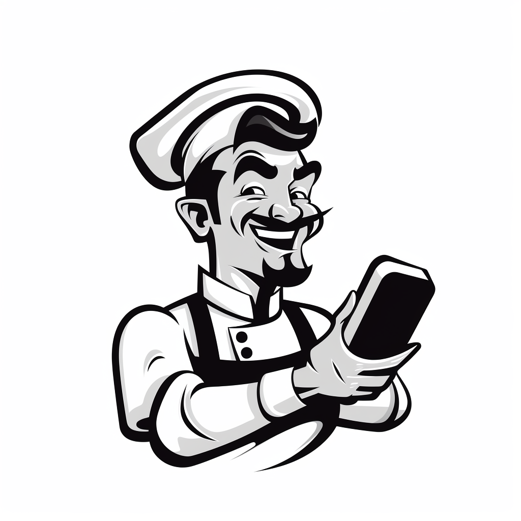 Italian chef with pizza taking selfie