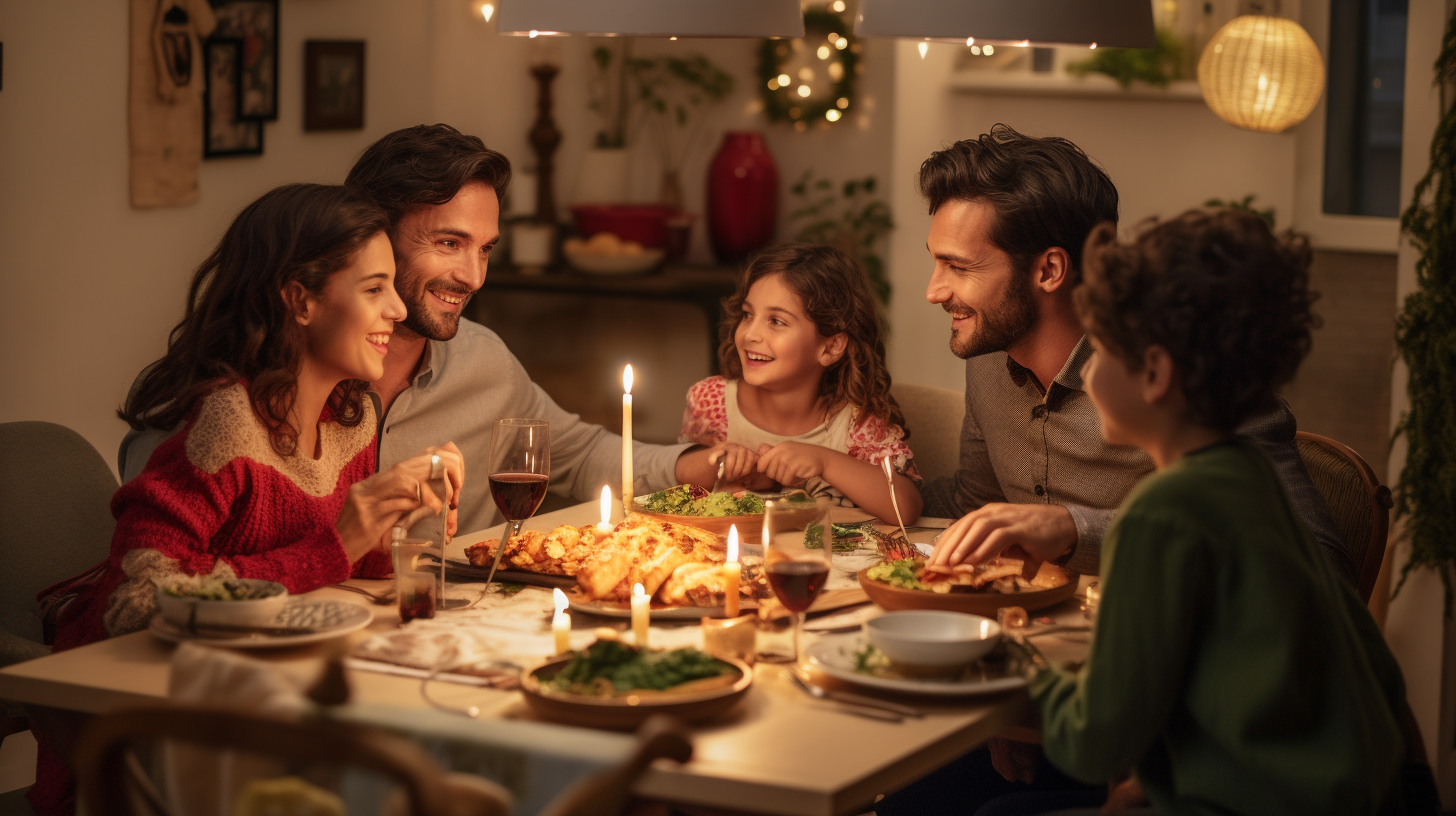 Real Italian Family Having Dinner