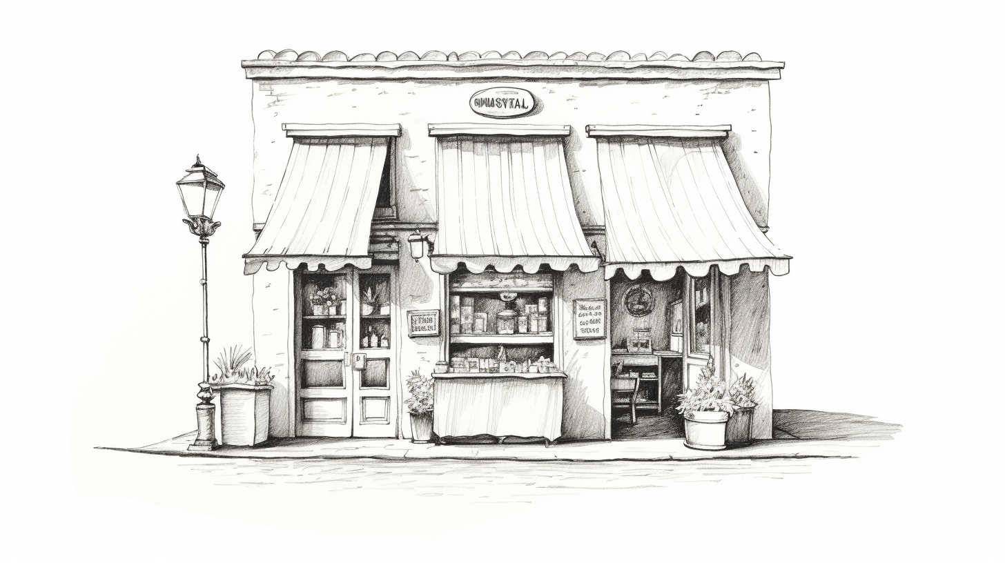 Realistic ink stamp of Italian Gelateria awning